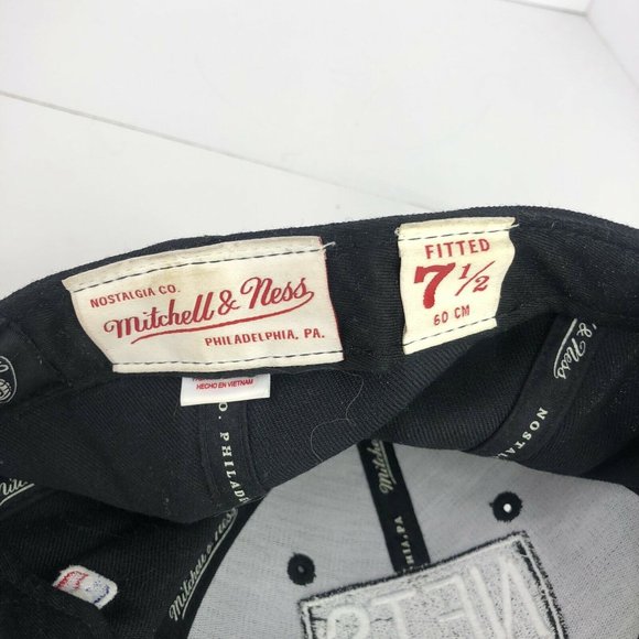 Brooklyn Nets Hat 7 1/2 Fitted Mitchell & Ness Black NBA - Picture 5 of 5